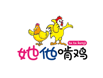 趙軍的她他啃雞 卡通logo設計logo設計