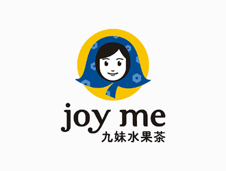 梁俊的九妹水果茶卡通logologo設計