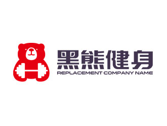 鐘炬的黑熊健身logo設計