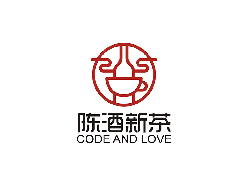 周都響的陳酒新茶logo設計